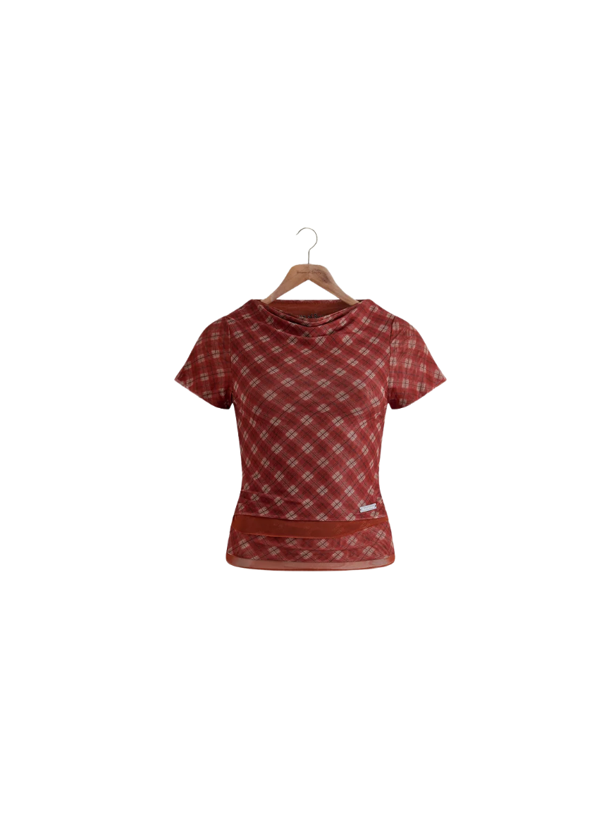 Retro Check Mesh Top
