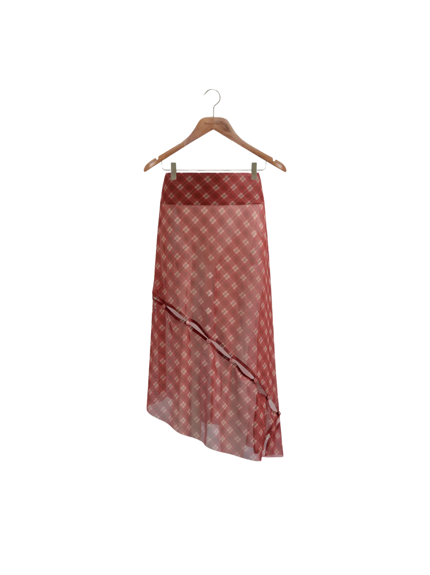 Retro Check Mesh Skirt