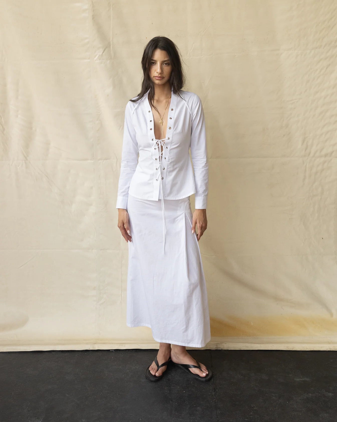 Falda Midi Algodón Blanca