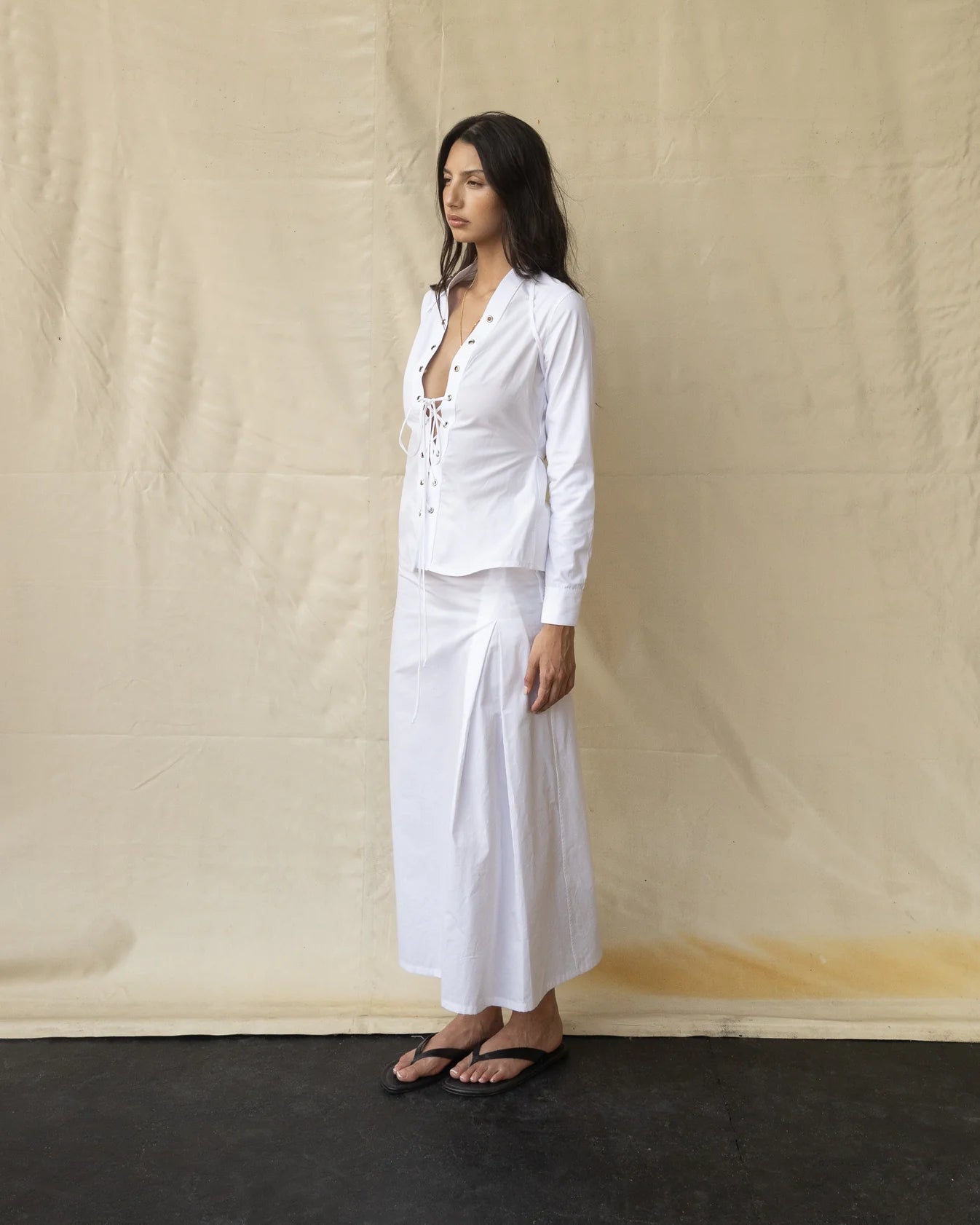 Falda Midi Algodón Blanca