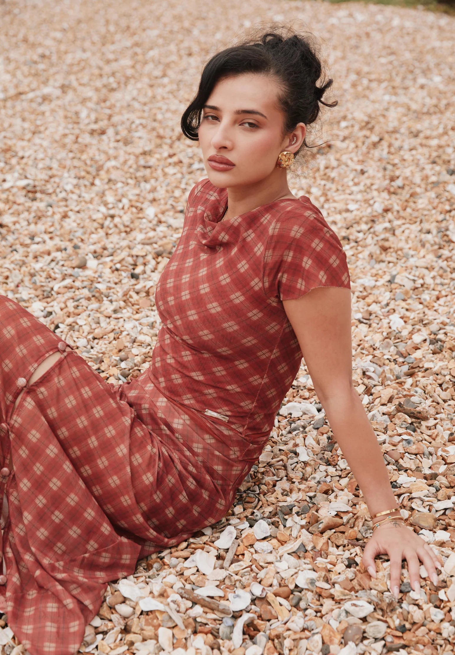 Retro Check Mesh Skirt